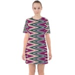 Pattern Zigzag Stripe Design Sixties Short Sleeve Mini Dress