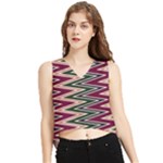 Pattern Zigzag Stripe Design V-Neck Cropped Tank Top