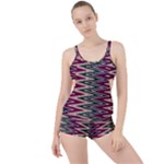 Pattern Zigzag Stripe Design Boyleg Tankini Set 