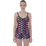 Pattern Zigzag Stripe Design Tie Front Two Piece Tankini