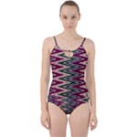 Pattern Zigzag Stripe Design Cut Out Top Tankini Set