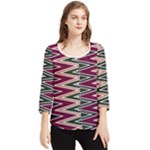 Pattern Zigzag Stripe Design Chiffon Quarter Sleeve Blouse