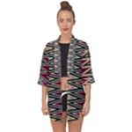 Pattern Zigzag Stripe Design Open Front Chiffon Kimono