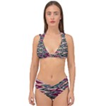 Pattern Zigzag Stripe Design Double Strap Halter Bikini Set