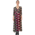 Pattern Zigzag Stripe Design Button Up Boho Maxi Dress