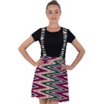 Pattern Zigzag Stripe Design Velvet Suspender Skater Skirt