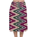 Pattern Zigzag Stripe Design Velvet Flared Midi Skirt