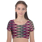 Pattern Zigzag Stripe Design Velvet Short Sleeve Crop Top 