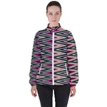 Pattern Zigzag Stripe Design Women s High Neck Windbreaker