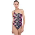 Pattern Zigzag Stripe Design Classic One Shoulder Swimsuit