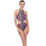 Pattern Zigzag Stripe Design Halter Side Cut Swimsuit