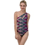 Pattern Zigzag Stripe Design To One Side Swimsuit