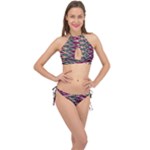 Pattern Zigzag Stripe Design Cross Front Halter Bikini Set