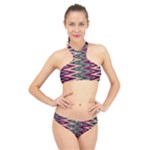 Pattern Zigzag Stripe Design High Neck Bikini Set