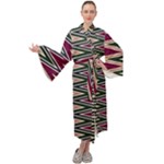 Pattern Zigzag Stripe Design Maxi Velvet Kimono