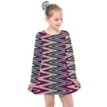 Pattern Zigzag Stripe Design Kids  Long Sleeve Dress