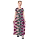 Pattern Zigzag Stripe Design Kids  Short Sleeve Maxi Dress