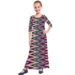 Pattern Zigzag Stripe Design Kids  Quarter Sleeve Maxi Dress