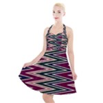 Pattern Zigzag Stripe Design Halter Party Swing Dress 