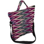 Pattern Zigzag Stripe Design Fold Over Handle Tote Bag