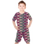 Pattern Zigzag Stripe Design Kids  T-Shirt and Shorts Set