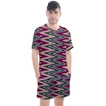 Pattern Zigzag Stripe Design Men s Mesh T-Shirt and Shorts Set