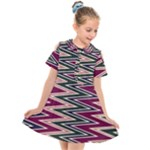 Pattern Zigzag Stripe Design Kids  Short Sleeve Shirt Dress