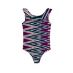 Pattern Zigzag Stripe Design Kids  Frill Swimsuit