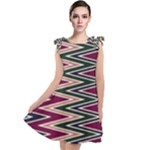 Pattern Zigzag Stripe Design Tie Up Tunic Dress