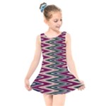 Pattern Zigzag Stripe Design Kids  Skater Dress Swimsuit