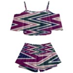 Pattern Zigzag Stripe Design Kids  Off Shoulder Skirt Bikini