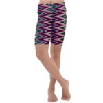 Pattern Zigzag Stripe Design Kids  Lightweight Velour Cropped Yoga Leggings