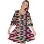 Pattern Zigzag Stripe Design Velour Kimono Dress