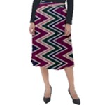 Pattern Zigzag Stripe Design Classic Velour Midi Skirt 