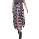 Pattern Zigzag Stripe Design Velour Split Maxi Skirt