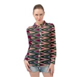 Pattern Zigzag Stripe Design Long Sleeve Chiffon Shirt