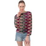 Pattern Zigzag Stripe Design Banded Bottom Chiffon Top