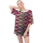 Pattern Zigzag Stripe Design Oversized Chiffon Top