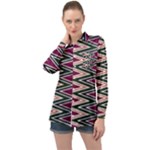 Pattern Zigzag Stripe Design Long Sleeve Satin Shirt