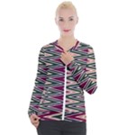 Pattern Zigzag Stripe Design Casual Zip Up Jacket