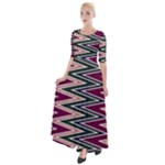 Pattern Zigzag Stripe Design Half Sleeves Maxi Dress