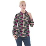 Pattern Zigzag Stripe Design Women s Long Sleeve Pocket Shirt