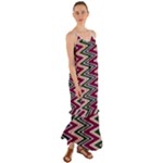 Pattern Zigzag Stripe Design Cami Maxi Ruffle Chiffon Dress