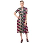 Pattern Zigzag Stripe Design Keyhole Neckline Chiffon Dress