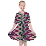 Pattern Zigzag Stripe Design Kids  All Frills Chiffon Dress