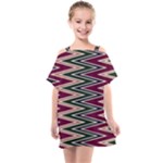 Pattern Zigzag Stripe Design Kids  One Piece Chiffon Dress