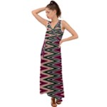 Pattern Zigzag Stripe Design V-Neck Chiffon Maxi Dress