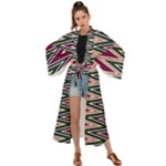 Pattern Zigzag Stripe Design Maxi Kimono