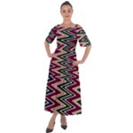 Pattern Zigzag Stripe Design Shoulder Straps Boho Maxi Dress 