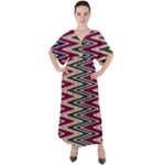 Pattern Zigzag Stripe Design V-Neck Boho Style Maxi Dress